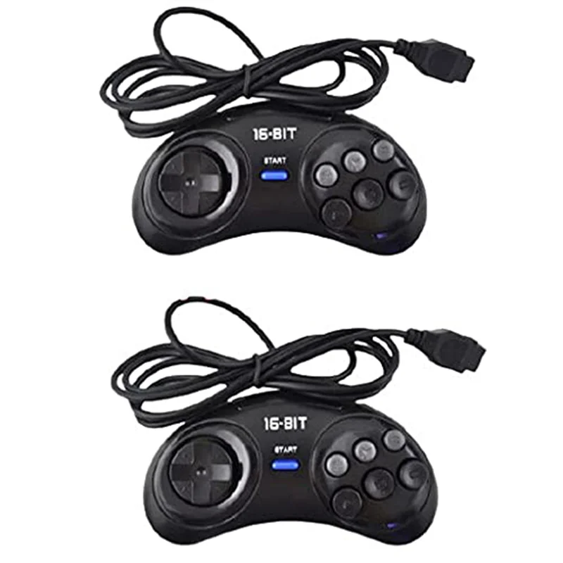 

T82C Hot Sale-4 Pcs Game Controller For SEGA Genesis For 16 Bit Handle Controller 6 Button Gamepad For SEGA MD Game Accessories