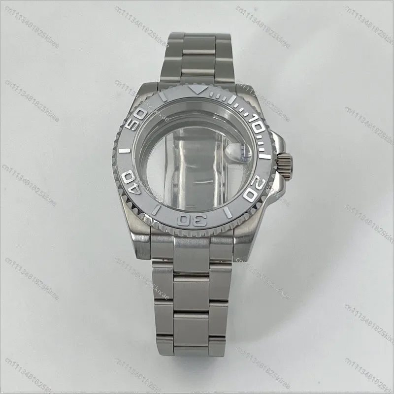 For 40mm Case Strap + Ring Through Bottom Three Beads Strap Case Sapphire Glass for NH34/NH35 Movement