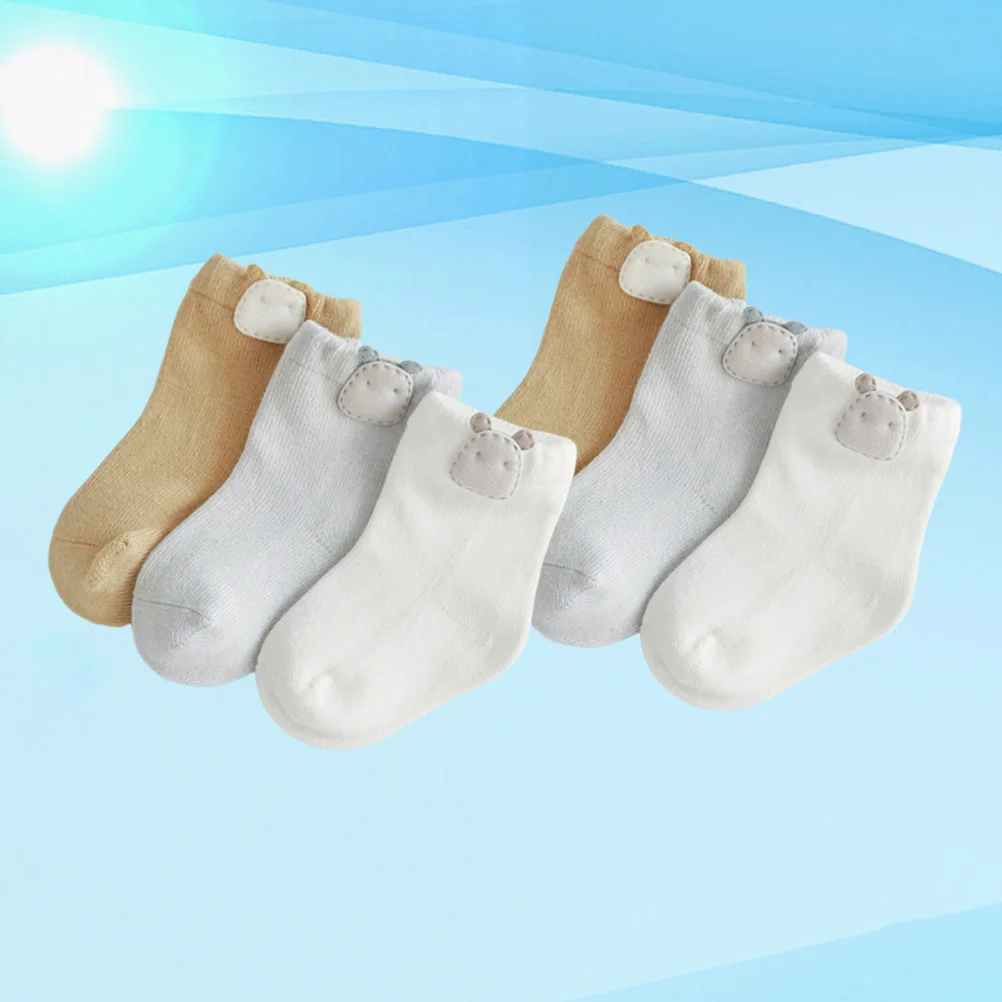 3 pares meias de bebê algodão macio respirável durável antiderrapante primavera outono dos desenhos animados meias panda tamanho xs 0-6 meses recém-nascido criança