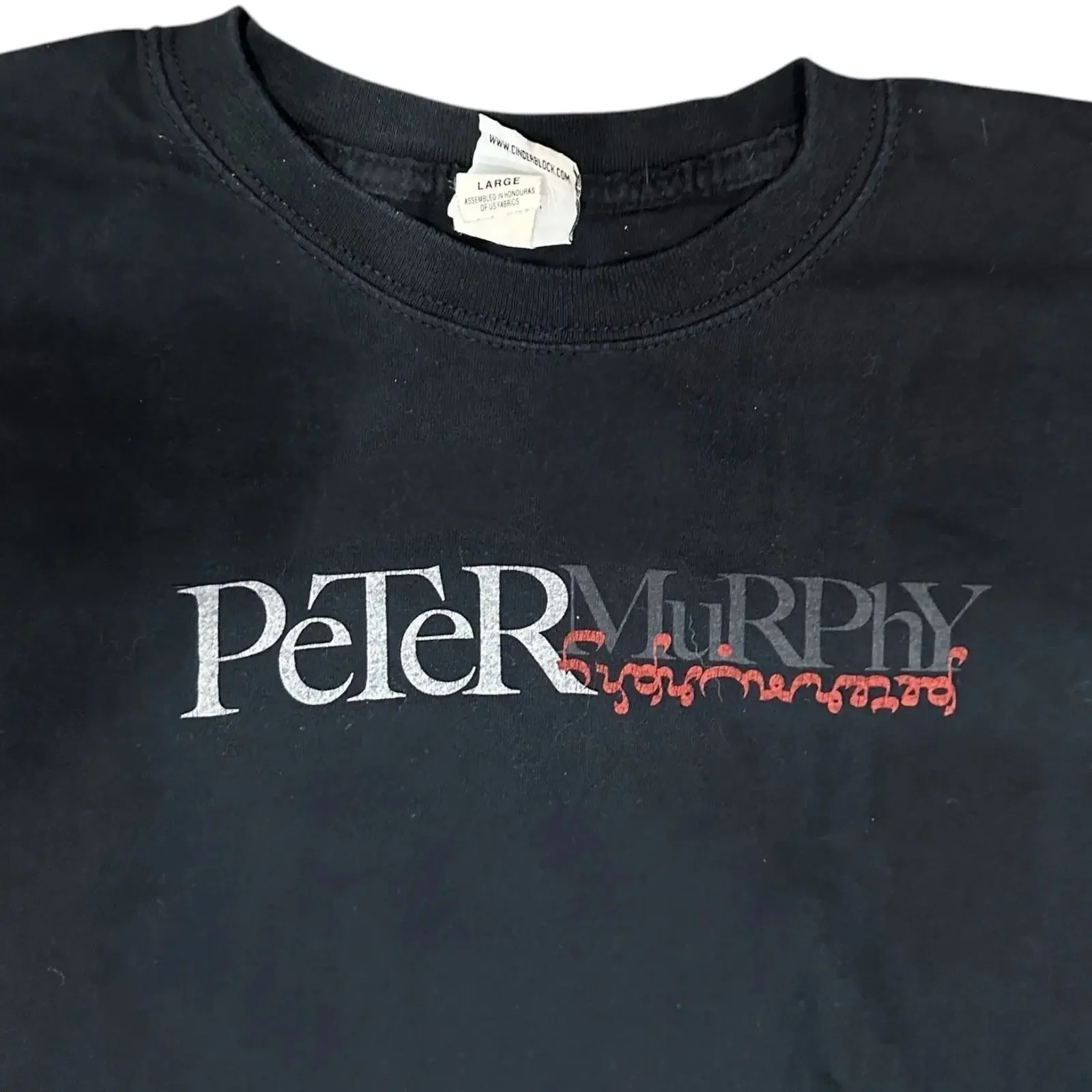 Vintage Peter Murphy T Shirt Cinder Block Bauhaus Lead Singer L vintage Washed Stretched Soft homme fashion