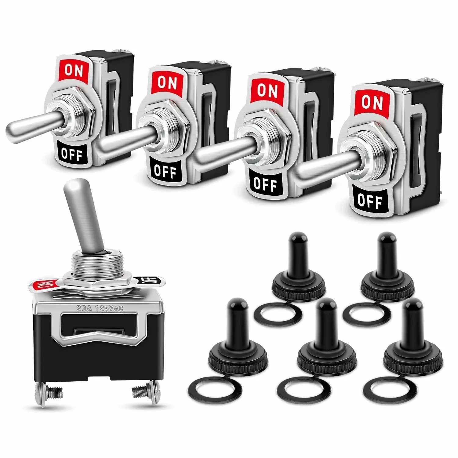 Heavy Duty Car Boat Rocker Toggle Switch 250V 2Pin SPST ON/OFF Rocker Switches with Waterproof Boot spst Rocker Switch