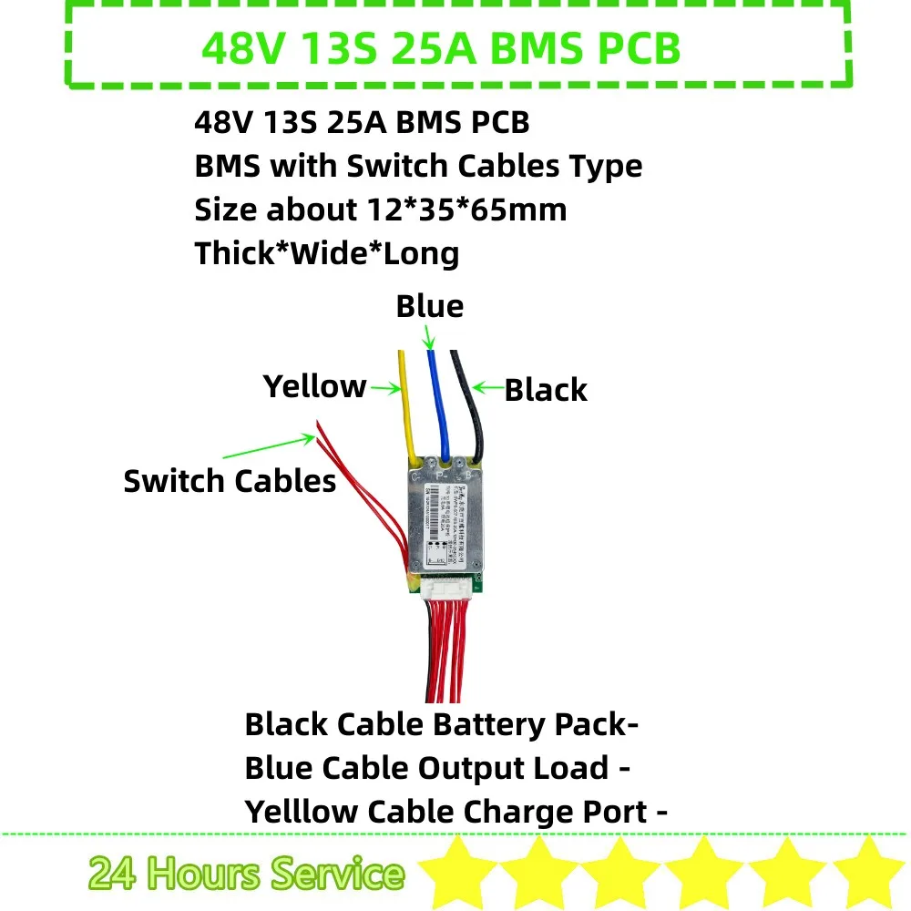 48V 52V 13S 14S 25A 30A 40A 25Ah 30Ah 40Ah BMS PCB akumulator litowo-jonowy BMS PCB z przełącznikiem lub bez kabli przełączających 52V 48V BMS