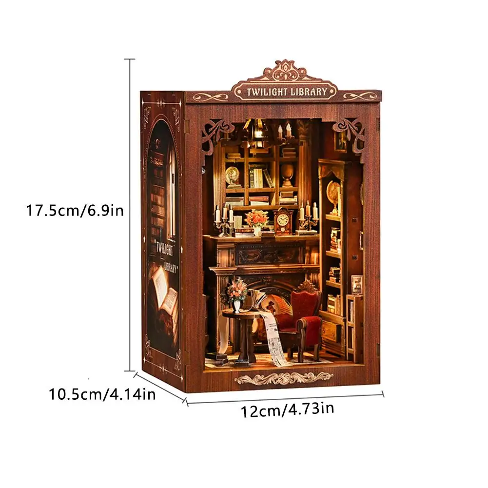 DIY Houten Boekenhoekje Beeldjes Miniaturen Twilight Bibliotheek Boekensteun Boekenplank voor Vrienden Verjaardagscadeaus Home Decor Ambachten