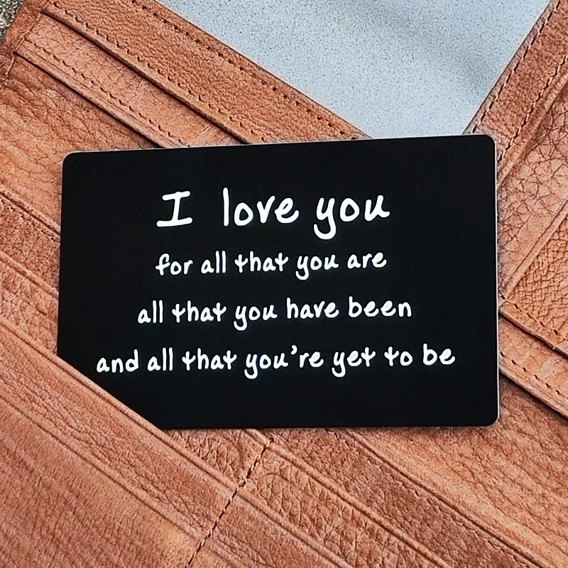 

I LOVE YOU Metal Wallet Card Creative Engraving Postcard Couple Holiday Greeting Card Customizable Content