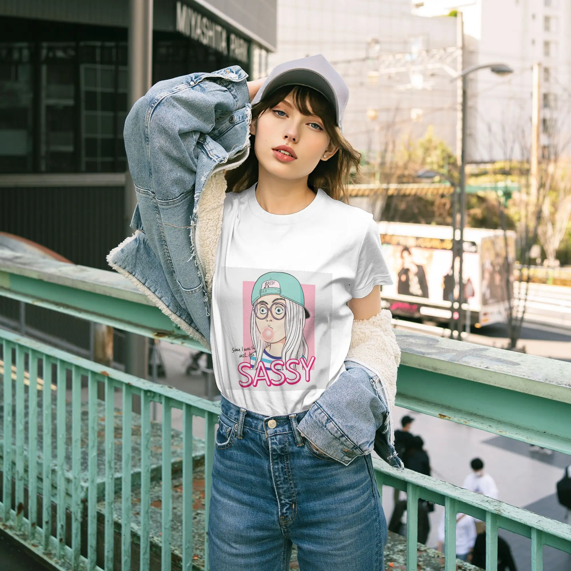 Bubble Blowing Graphic Tee Damen Kurzarm-T-Shirt 200g