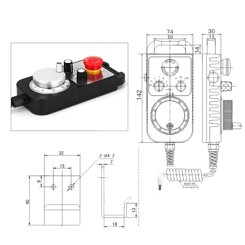 Handwheel Type Universal CNC MPG Pendant Hand Wheel 100 Pulse 5V & Emergency Stop CNC Router Handwheel