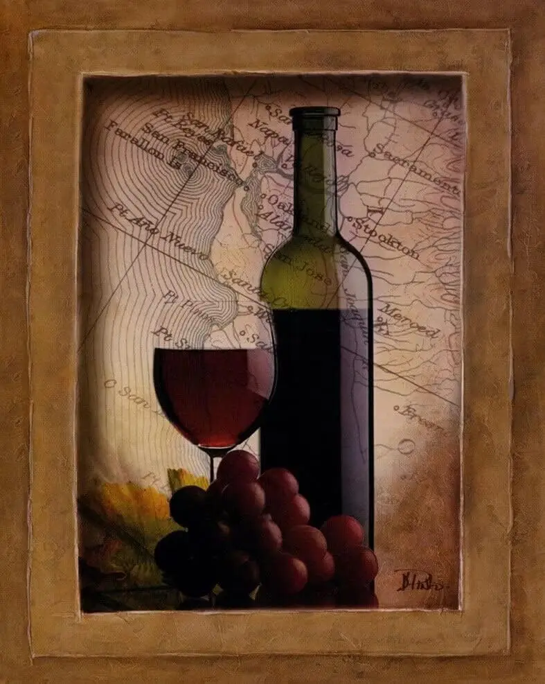 MATou Decor Red Grapes Wine Glass and Bottle Kitchen Tuscan Garage Bar Patio Club Plaque Sign Spring 12x8 in Tin Sign Home  sign
