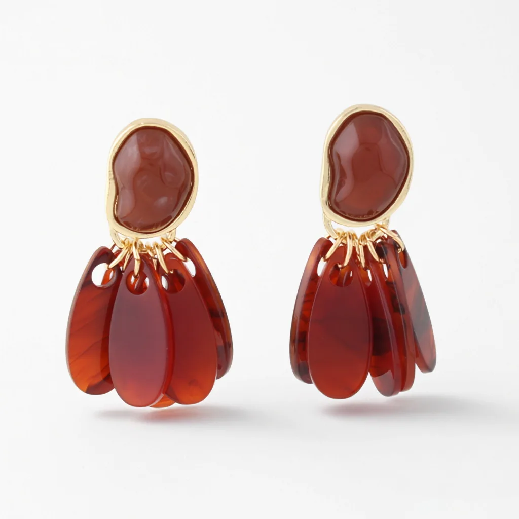 Autumn Winter Acrylic Turtle Shell Earrings with Flowing Tassels Waterdrop European Style Travel Vacation Jewelry