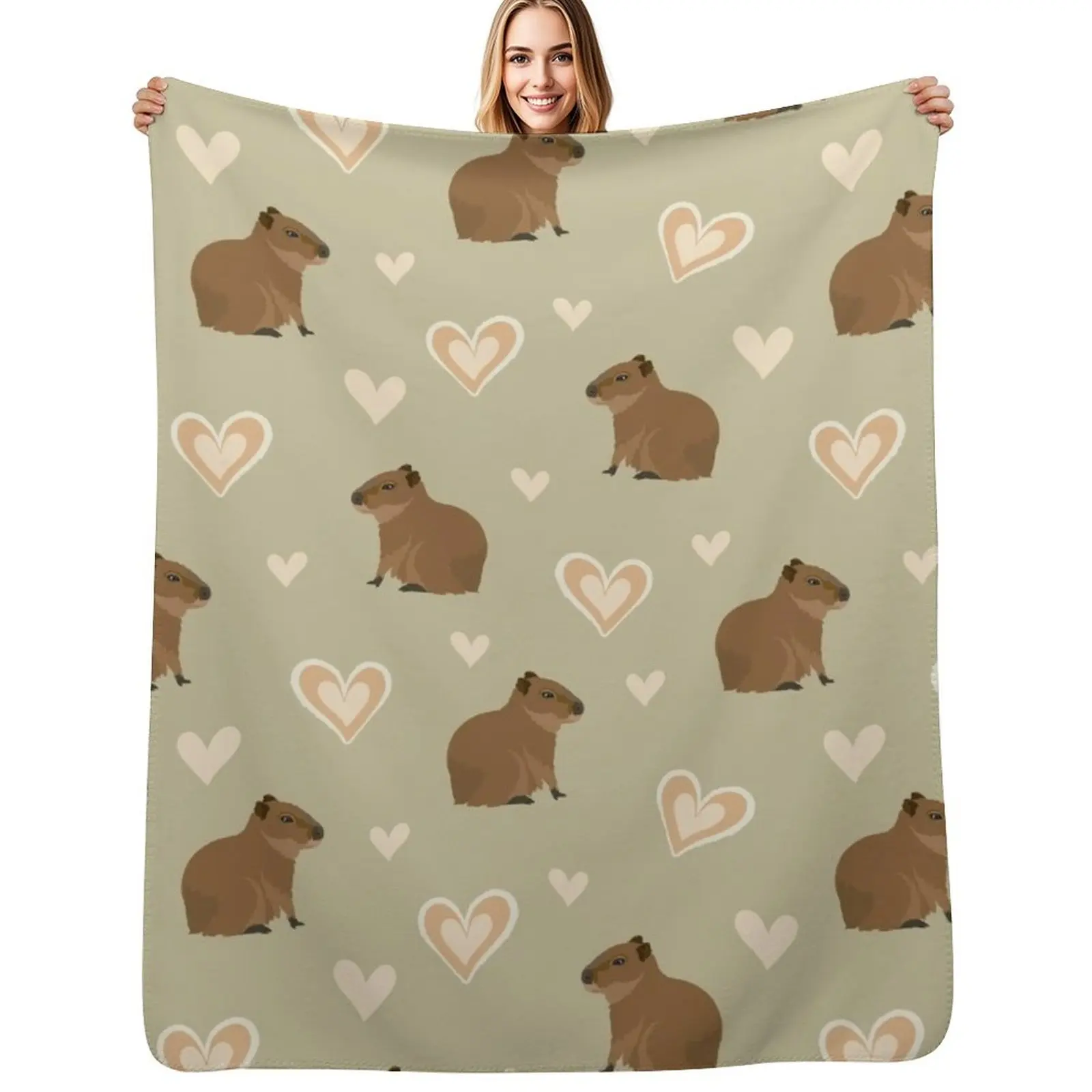 Capybara II Throw Blanket No Pilling Soft Warm Blanket for Bed