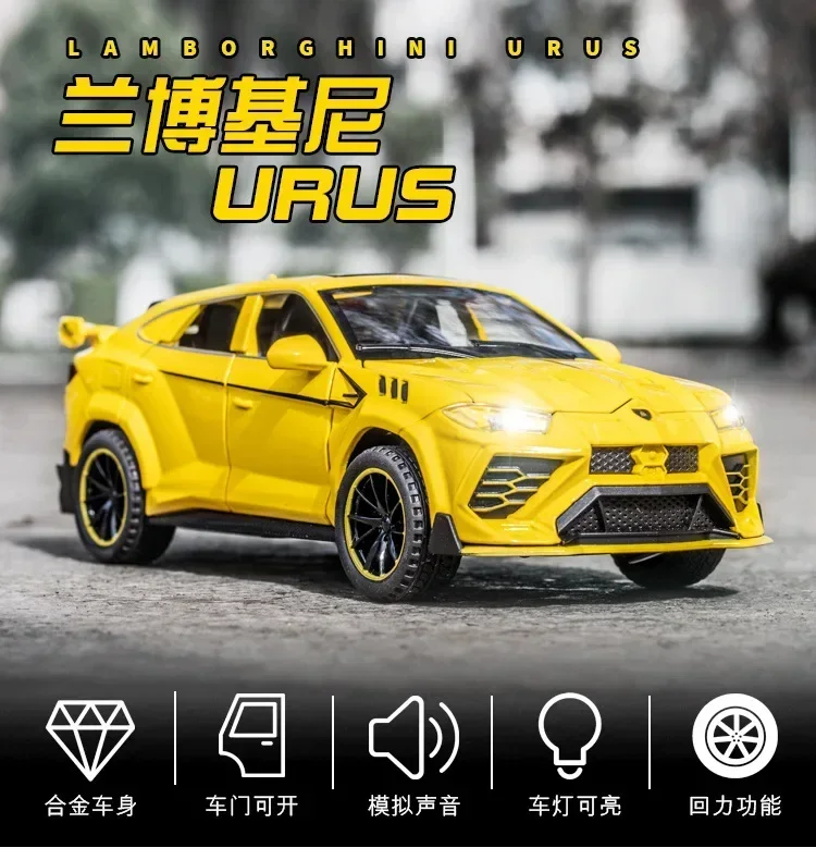 1:32 Lamborghini Urus Sportwagen Simulation Druckguss Metall legierung Modell auto Sound Licht zurückziehen Sammlung Kinder Spielzeug Geschenke