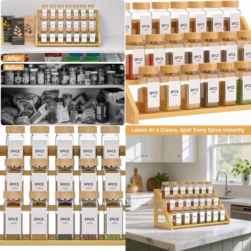 

Большой бамбуковый многоуровневый органайзер для специй для хранения кухонного шкафа