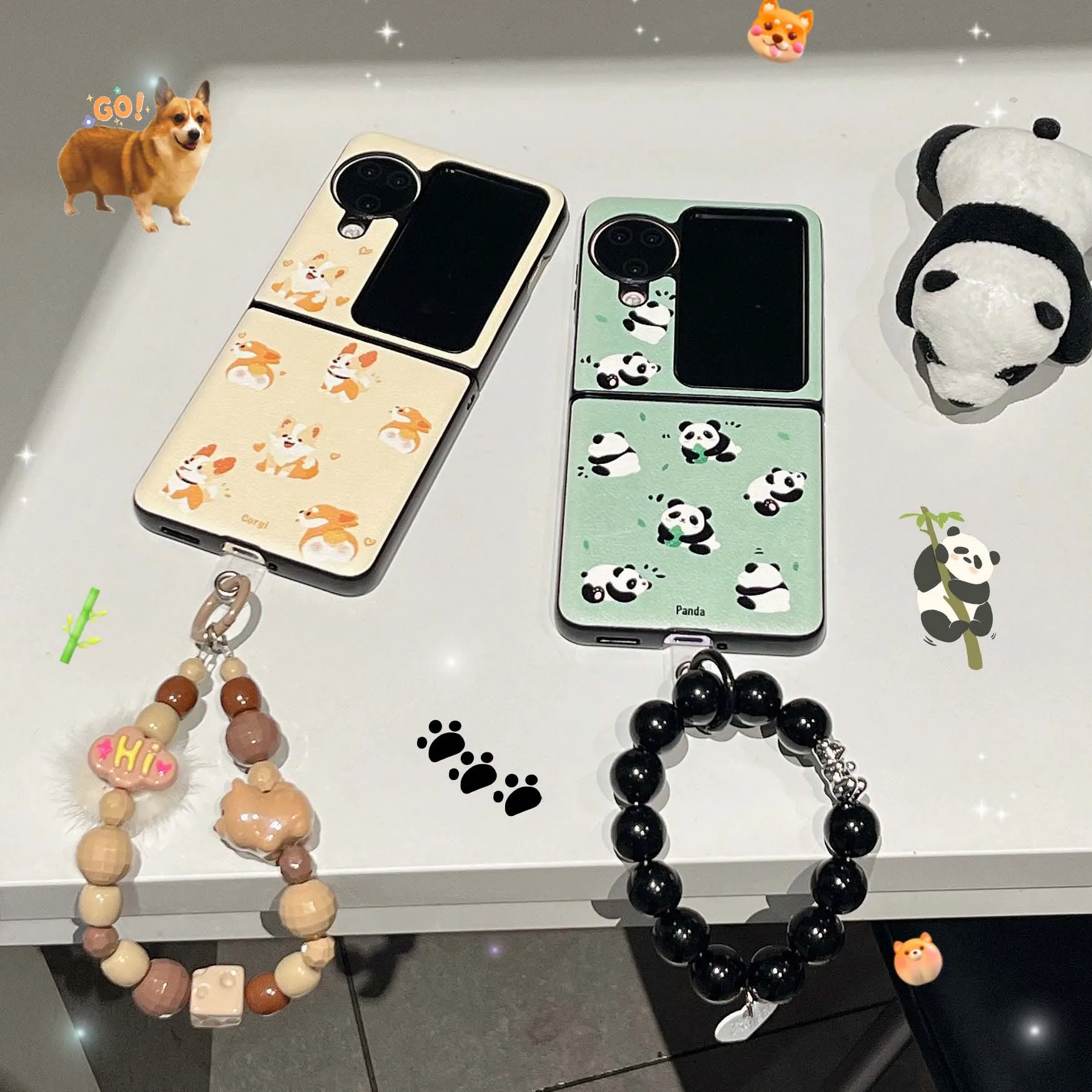 Cute dog puppy ins leather bracelet relif 3D panda phone case for oppo find n2 n3 flip 5G cartoon back cover n2flip n3flip