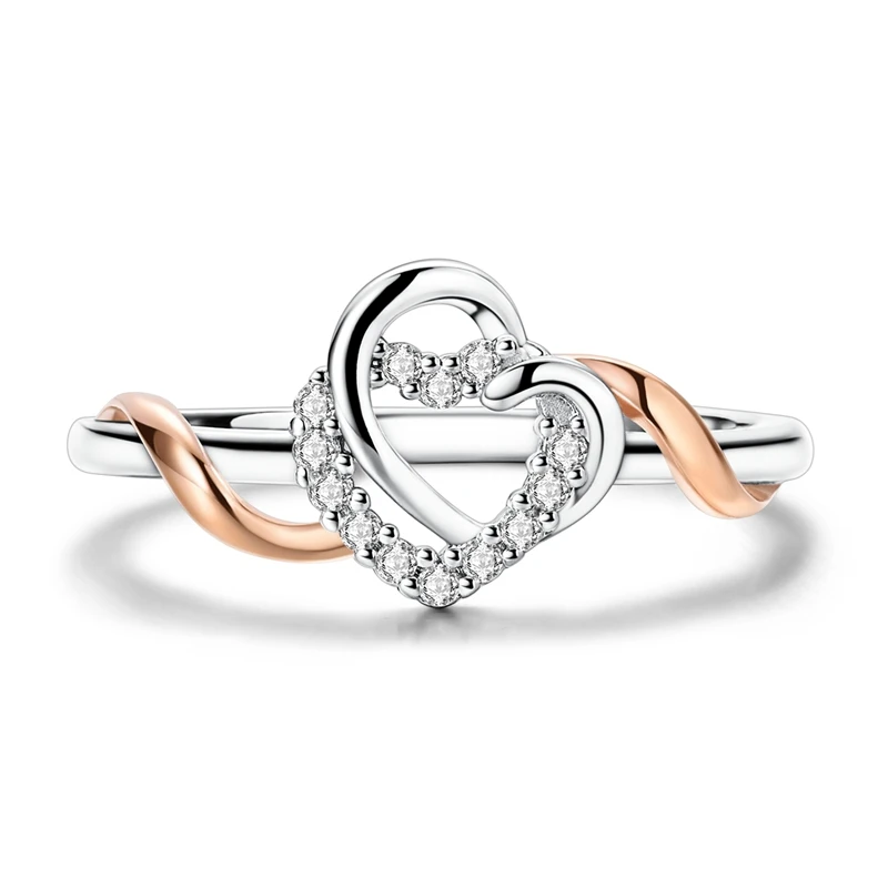 New Original 925 Sterling Silver Colorful Love Wrapping Ring For Women Fit Wedding Party Jewelry Gifts