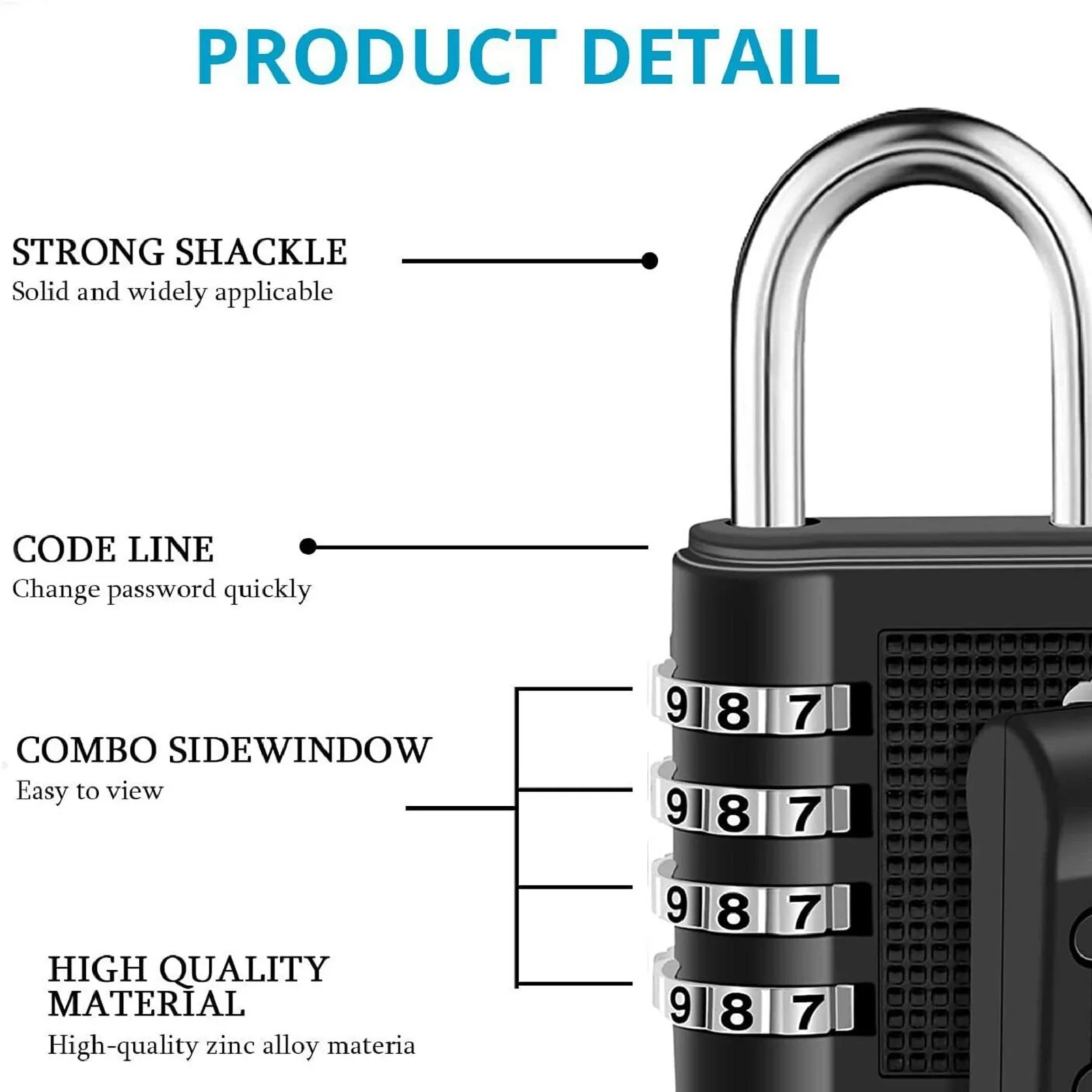 Impermeável combinação Cadeado, codificado Lock, codificado Lock, 4 Número Dígito, Pad Lock, mala, bagagem, ao ar livre