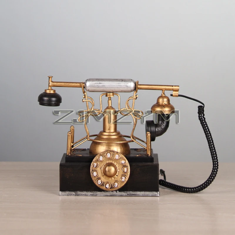 Retro Telephone Model Vintage Desktop Landline Telephone Old Fixed Telephone Home Living Room Decoration Gift