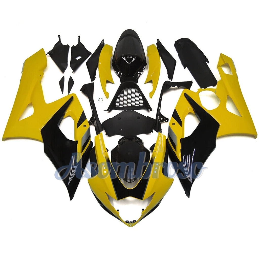 Yellow Black Fairings For GSXR1000  2005 2006 GSX-R1000 K5 05 06  ABS Injection Plastics  Bodywork set