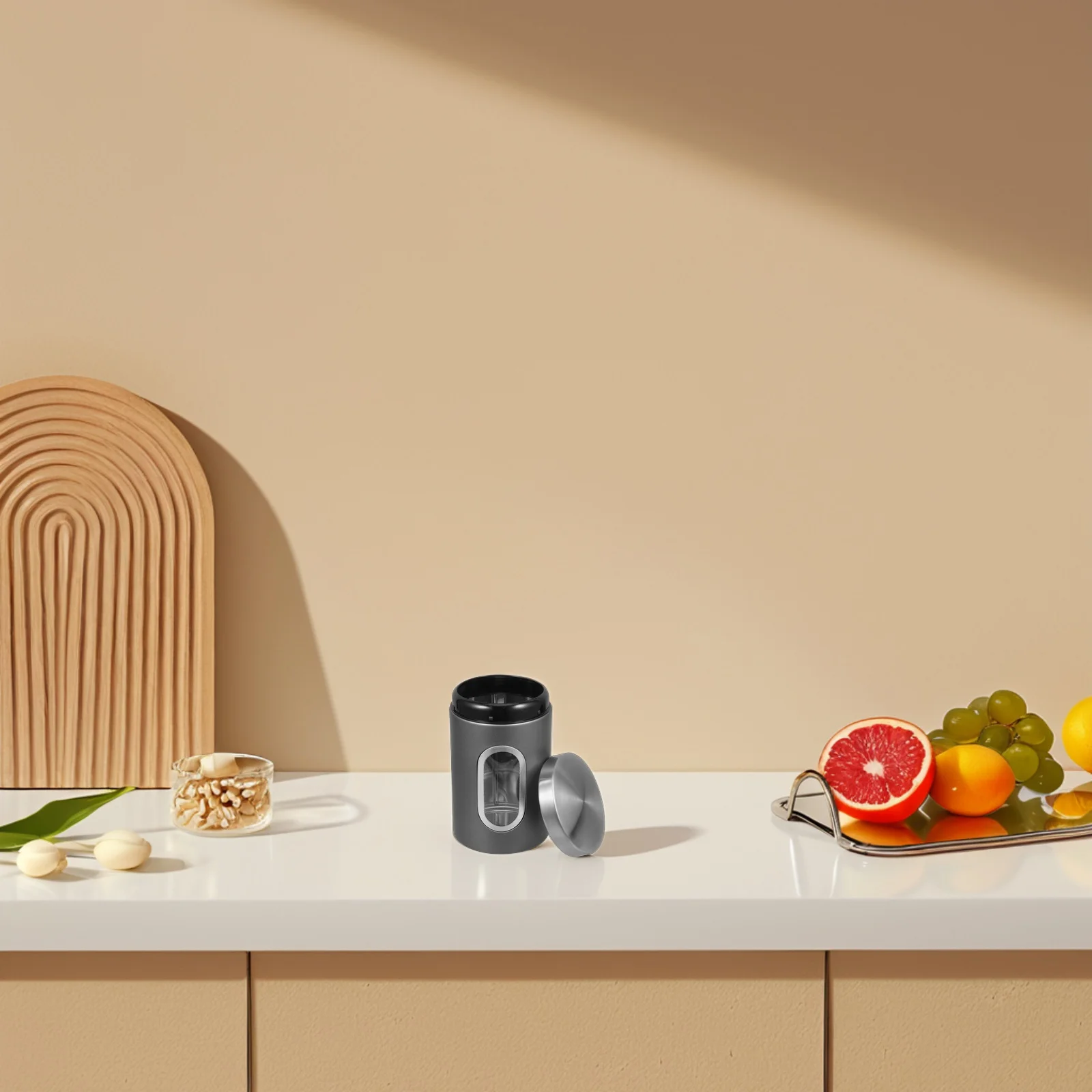 

Stainless Steel Kitchen Storage Canister Silver Gray Airtight Coffee Tea Sugar Jar Food Container Clear Window