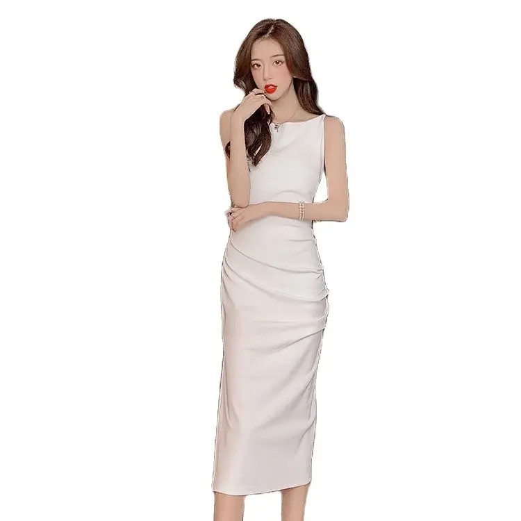 ENLU Casual Womens Work Dress OL Summer Party Sexy Bodycon Sleeveless Work Office Lady Dresses split Pencil Dress Factory Outlet