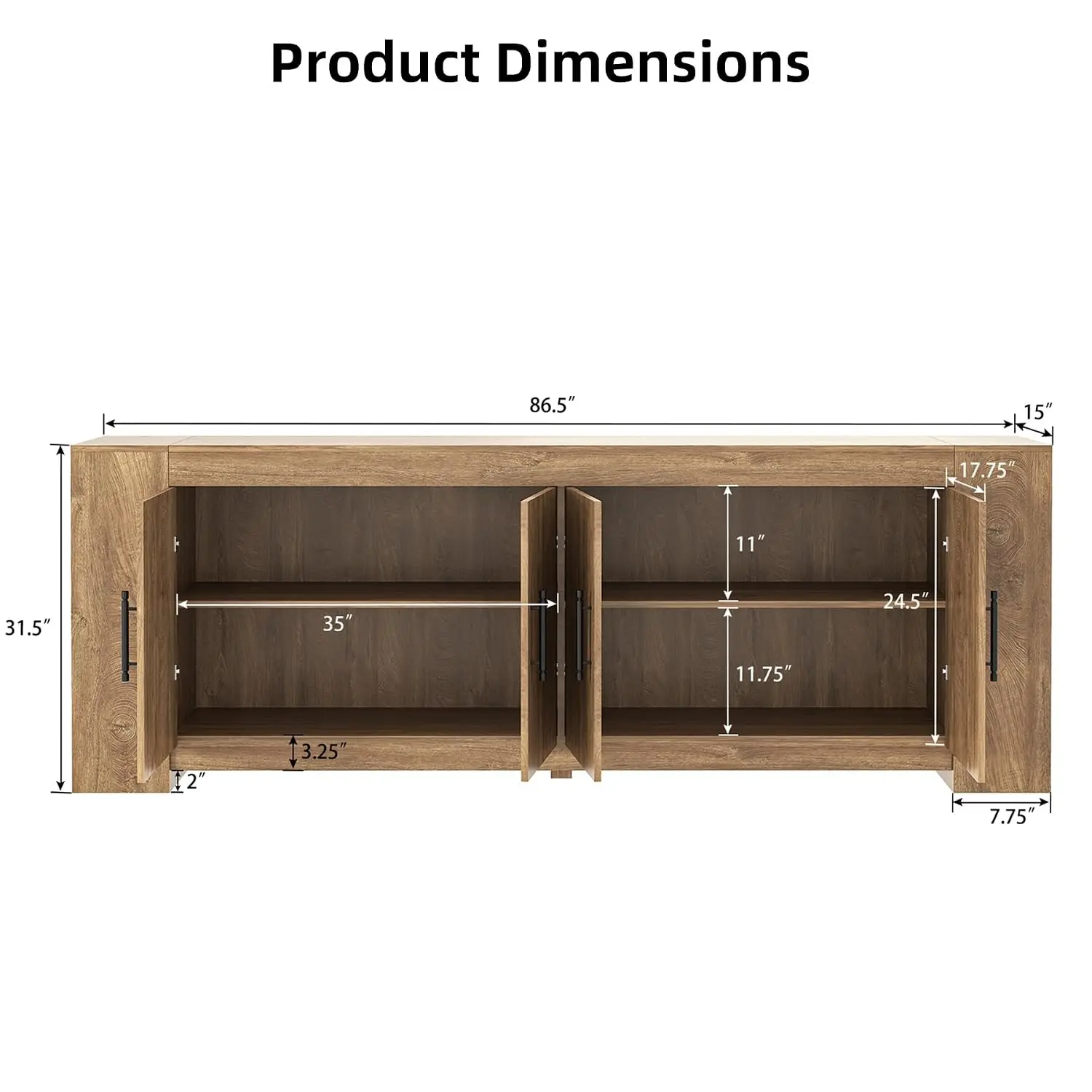 Tall TV Stand Entertainment Center Storage Cabinet for 85 Inch TVs, Customized