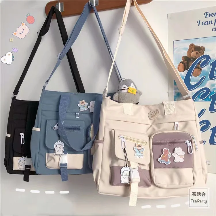 Kawaii Bag Girls Hand Bags 2022 New Shoulder Bag High School Girls Book Bag Crossbody Bags For Women Multipockets JK Handbags