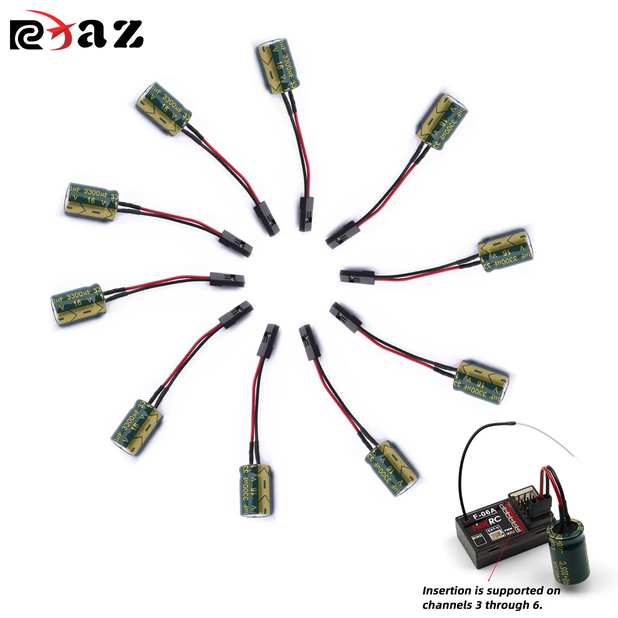 5Pcs 3300UF 16V Voltage Protector A3 Flight Control Receiver Large Capacitor Protector with Plug for RC Drones FUTABA  FLYSKY