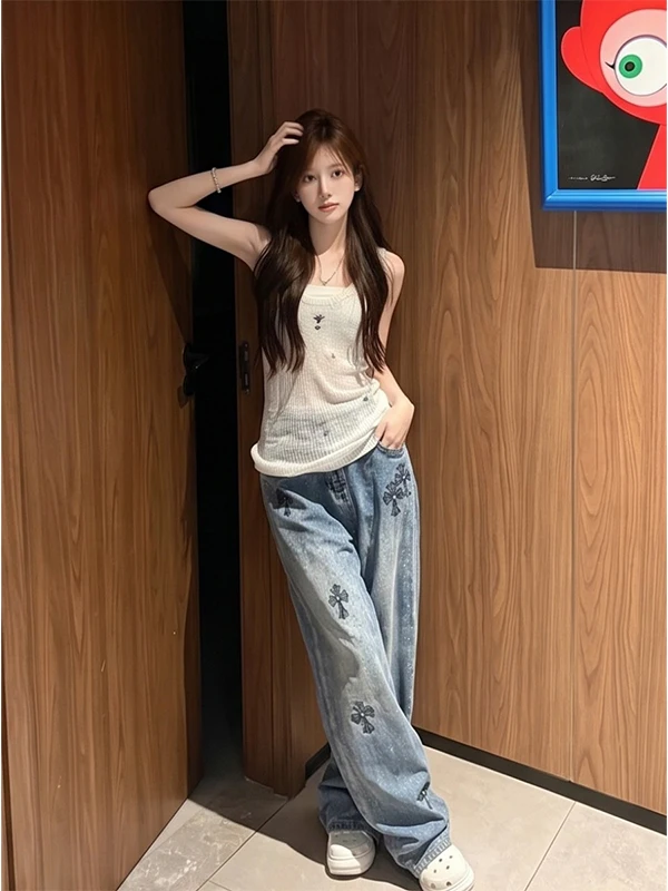 Summer New Style Women's Knitted Strap Vest Breathable Slimming Sleeveless Top Fashionable Korean Light Weight Casual Wear