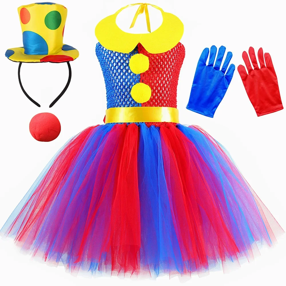 Amazing Digital Circus Pomni Costume Kids Tutu Dress Clothes Red Blue Halloween Clown Costumes Girl Fancy Party Princess Dresses