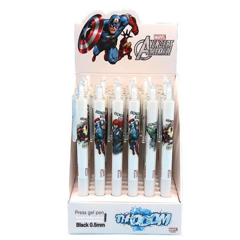 Imagem -06 - Marvel Superhero dos Desenhos Animados 0.5 mm Preto Gel Caneta Criativo Avenger Anime Estudante Menino Escrita Assinatura Caneta Papelaria Atacado 36 Pcs