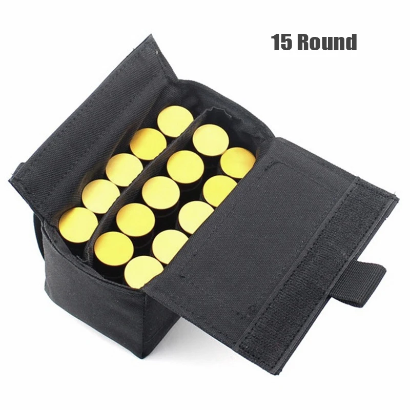 15 Round Tactical Shell Holder Reload Holder Molle Mag Bag for 12 Gauge/20G Carrier Belt Pouch