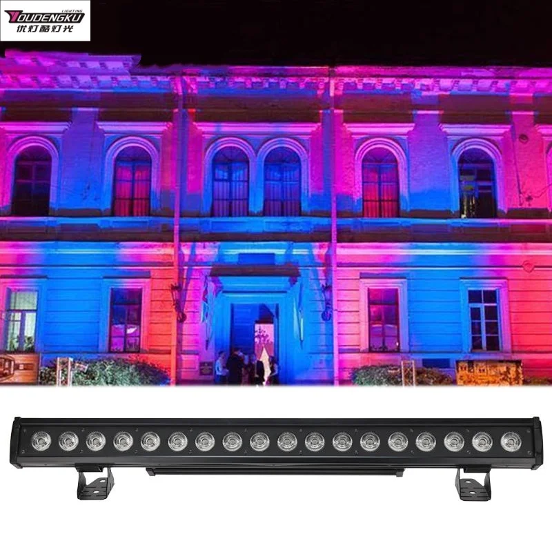 

4 штуки водонепроницаемых светодиодных линейных светильников 18x18W IP65 для настенного освещения DMX512 RGBWA UV, 6-в-1 светодиодная линейная панель для настенного и вертикального освещения