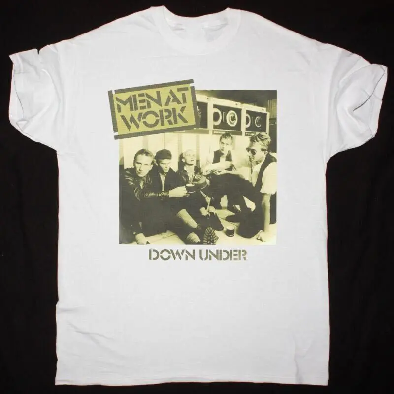 Vtg MEN AT WORK DOWN UNDER Heavy Cotton White All Size T Shirt DI138