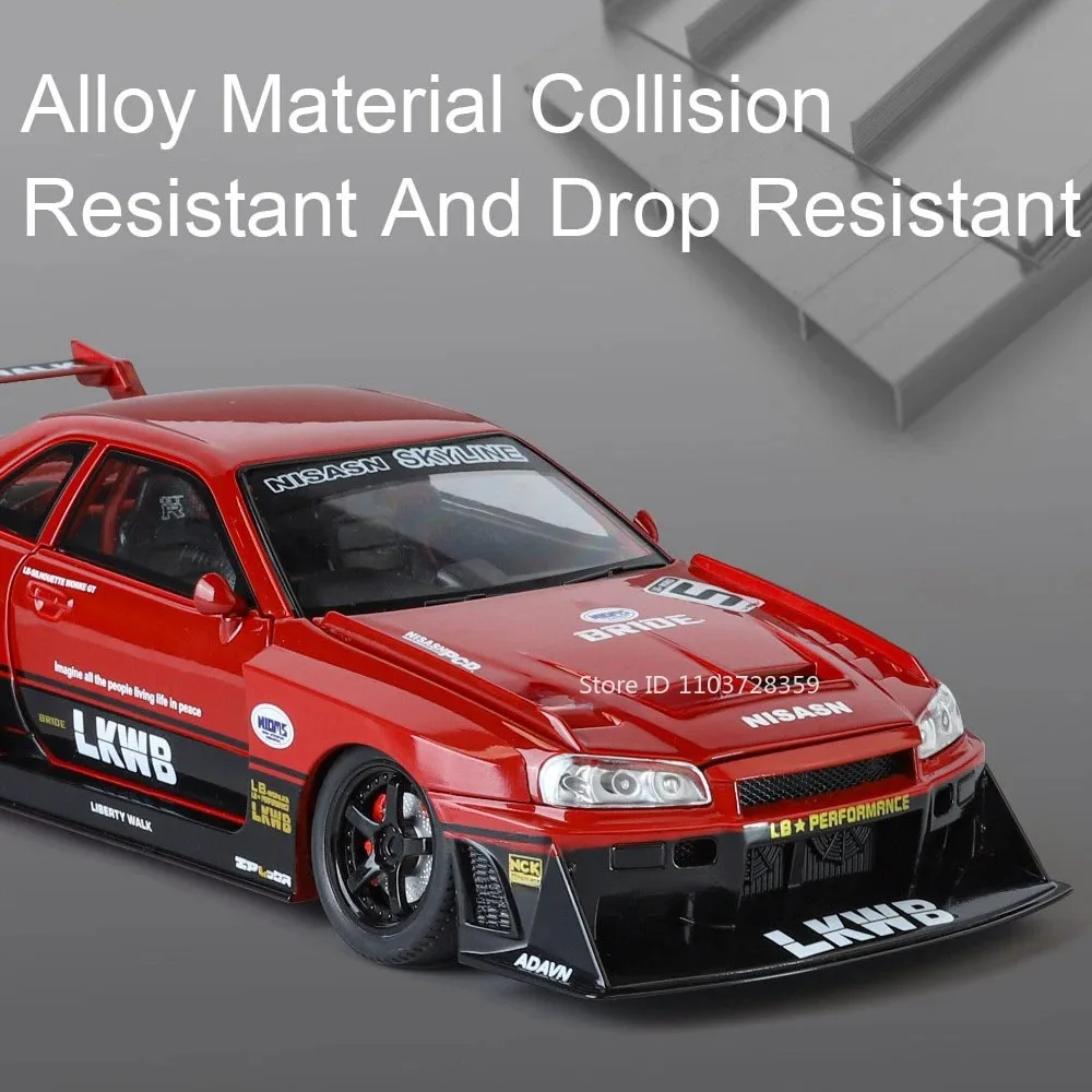 1:24 Tourbillon GTR S15 Modell Sportwagen Spielzeug Legierung Druckguss Sound Licht Türen geöffnet Stoßdämpfung Ornament Supercar für Kinder – Detail 17