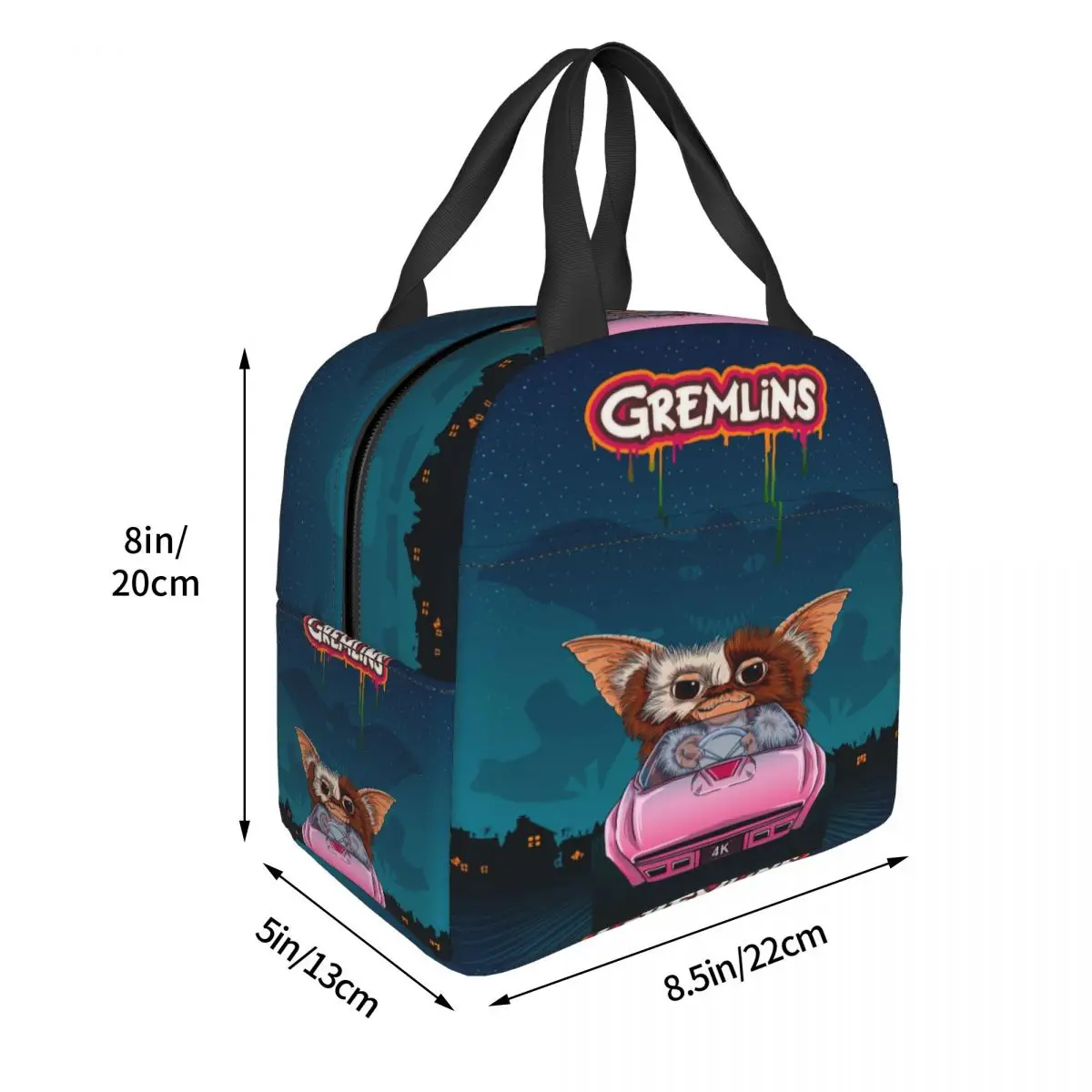 Funny Gremlins Gizmo Insulated Lunch Bags for Women 80s Movie Mogwai Portable Cooler Thermal Bento Box Outdoor Camping Travel