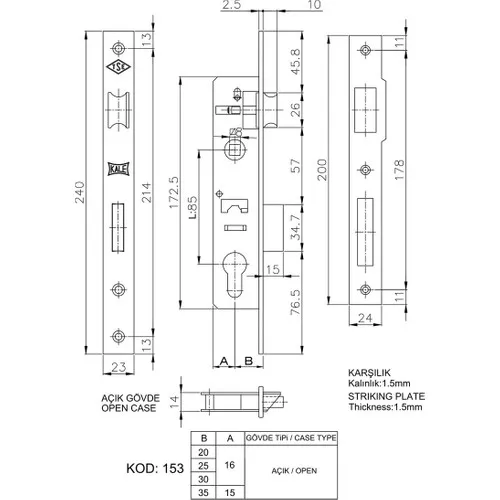 Kale Cylinder Circle Lock Tight-Fitting 20 Mm Nickel 15320000002