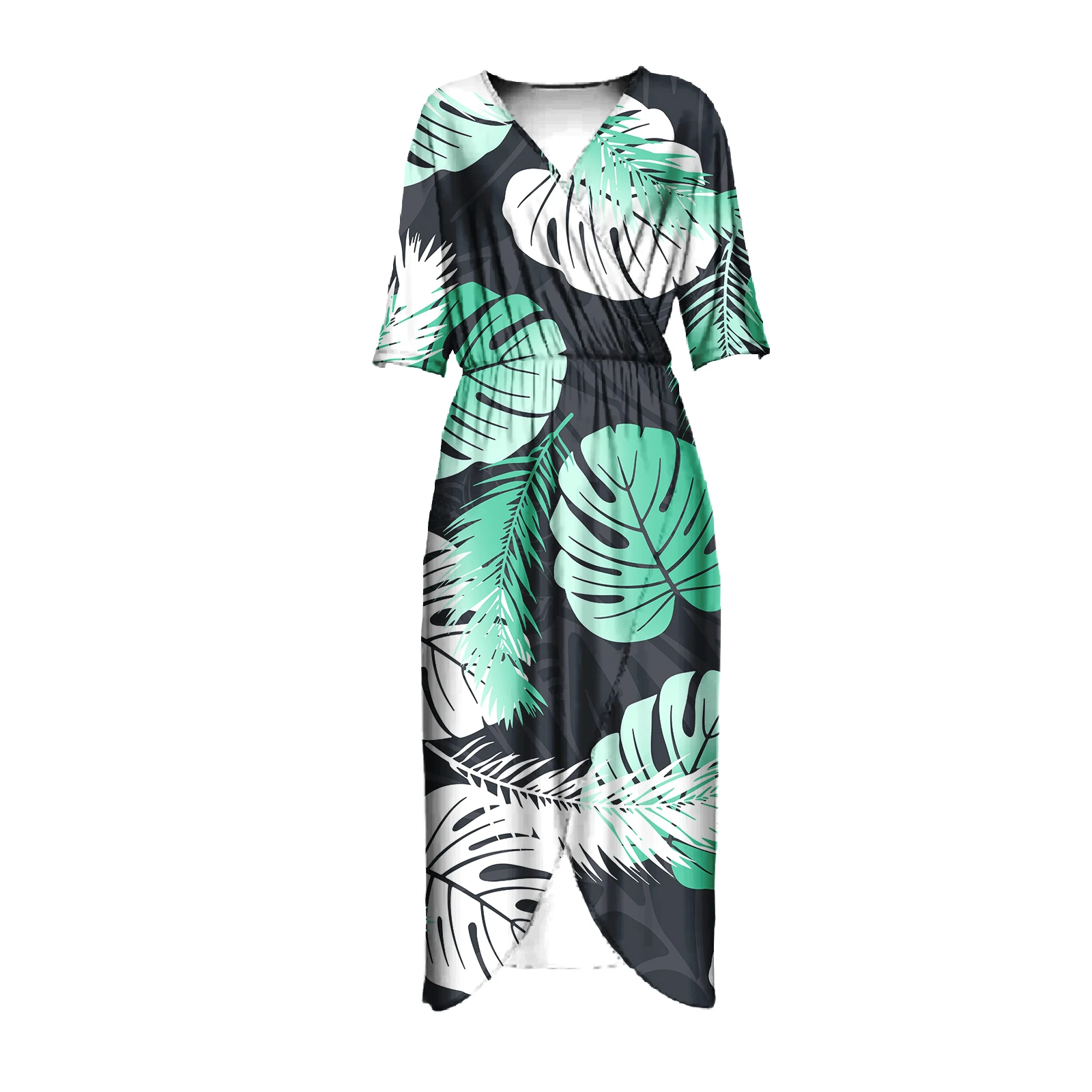 Sublimation Polynesian Print Women's Dress Print on Demand Samoa Logo Pattern Evening Party Dress Dropshipping Puletasi Dress