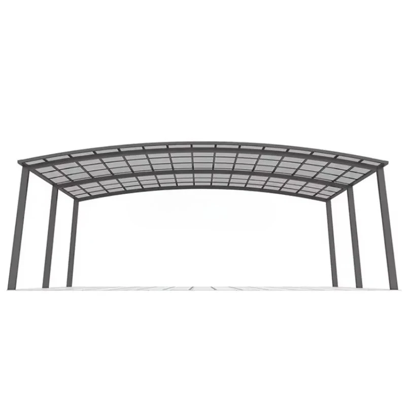 Customized Modern Outdoor Aluminum Arched Roof Carport With  Pressure  Treated Wood For Car Park Garage Heavy Duty UV Protection