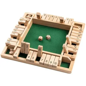 Shut The Box 주사위 보드 게임, 나무 플랩 및 주사위 게임, 4 인용 펍 바 파티 용품, 어린이 및 성인용 가족 엔터테인먼트 