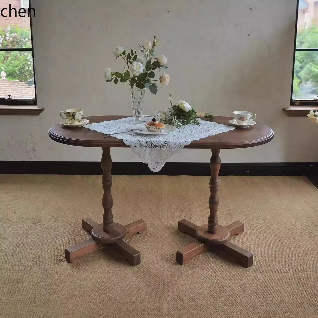 HXL Dining Table Coffee Table Solid Wood Oval Long Multi-Functional Round Square Tea Table