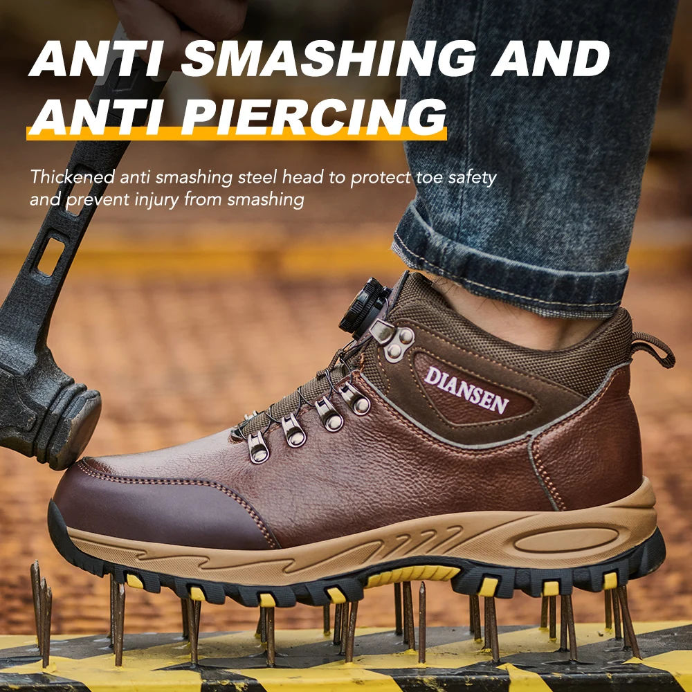 Men\'s Rotating Button Safety Shoes Steel Toe Protect Work Sneakers Indestructible Shoes Puncture-Proof Work Boots Men Footwear