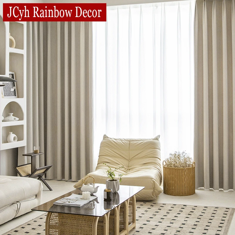 Chenille Blackout Curtains For Living Room Latest Bedroom Curtain Fishbone Pattern Jacquard Cortinas Window Blind Drapes 1 Pcs