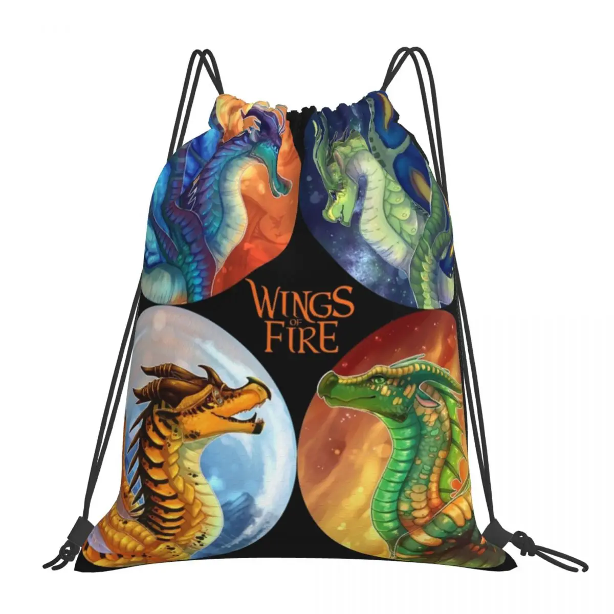 Wings Of Fire - Heroes Of The Lost Continent Backpacks Casual Portable Drawstring Bags Storage Bag Book Bags For Man Woman