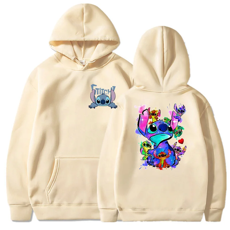 Funny Winter Disney Stitch Hoodies Women Harajuku Cute Anime Sweatshirt Manga Streetwear Hoody Female Unisex