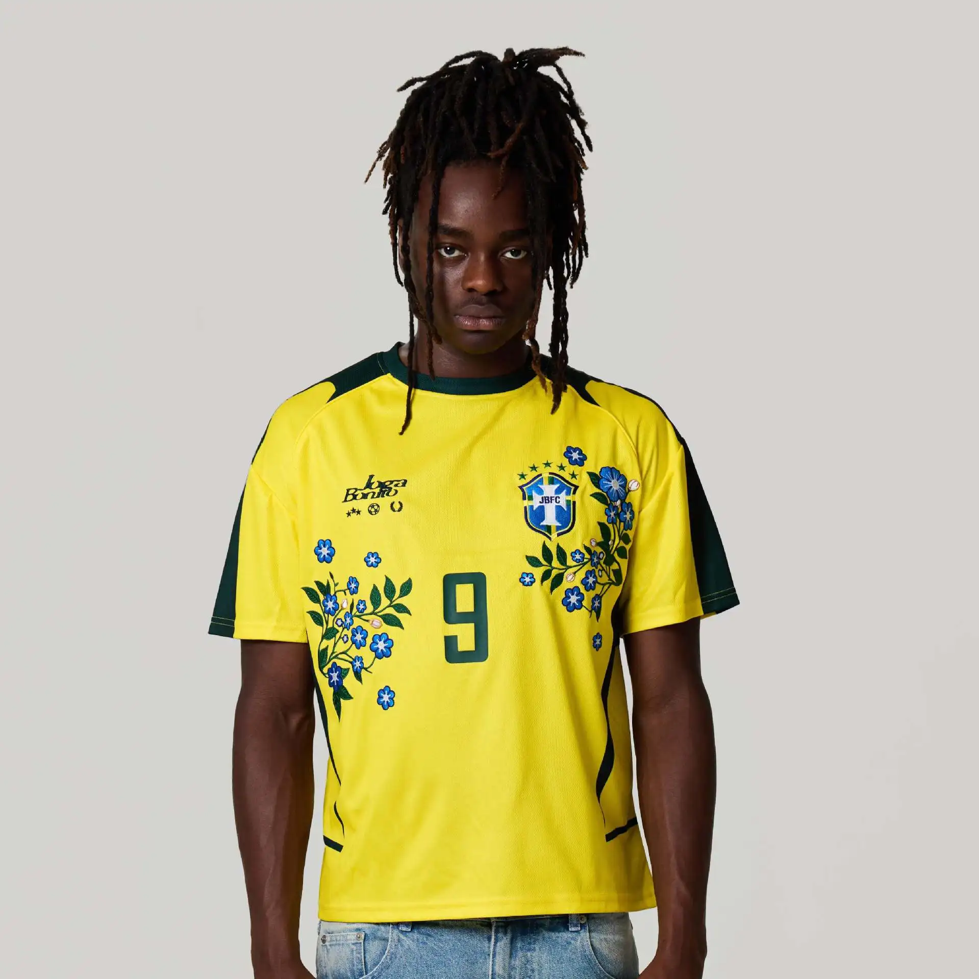 Men Cherry Blossom Soccer Jersey Short Sleeve Crew Neck Football T Shirt, Joga Bonito #10 Sports Uniform Streetwear Tee