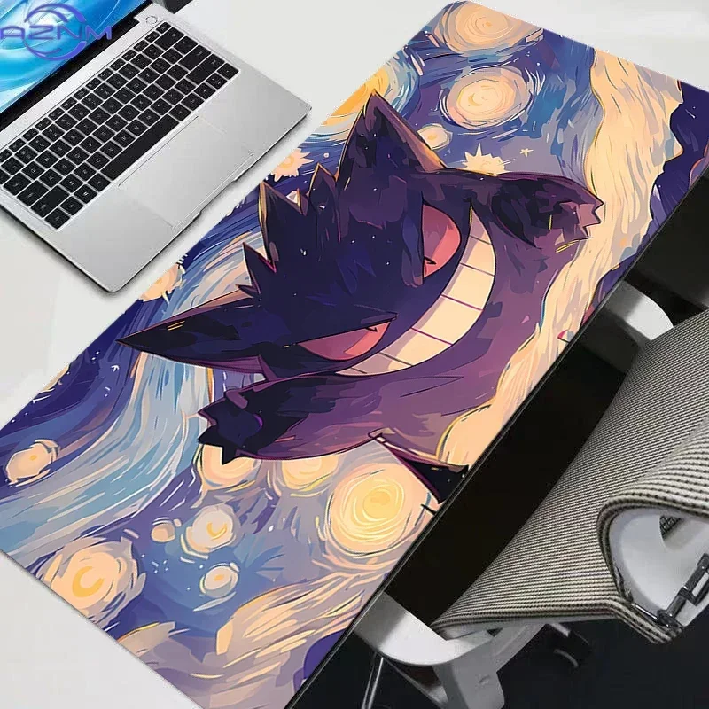 Mouse Pad Gengar Large Rubber PC Computer Pokemon Pikachu Gaming Accessories Mousepad Desk Mat Locking Edge Gamer Carpet