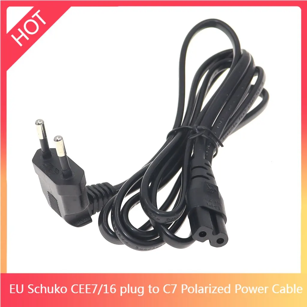 90 Degree EU Schuko to Polarized Figure 8 AC Adapter Power Cord 0.75mm CEE7/16 plug to IEC320 C7 Power Cable 1.8M