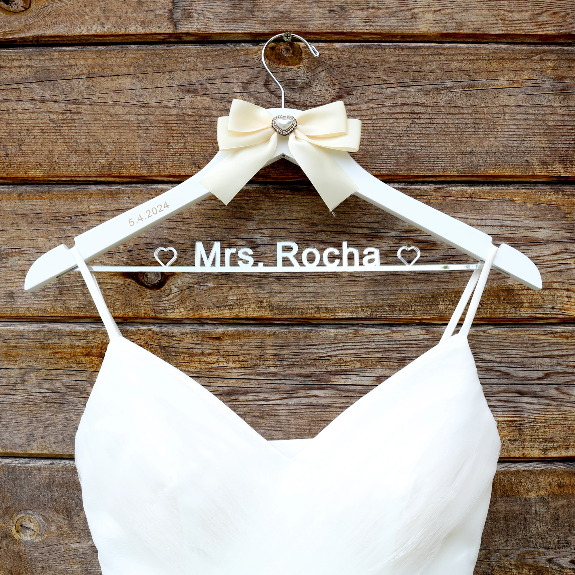 Personalization Wedding Dress Hanger,Bridal Shower Gift, Sir and Madam Anniversary, Graduation Ceremony,Bow