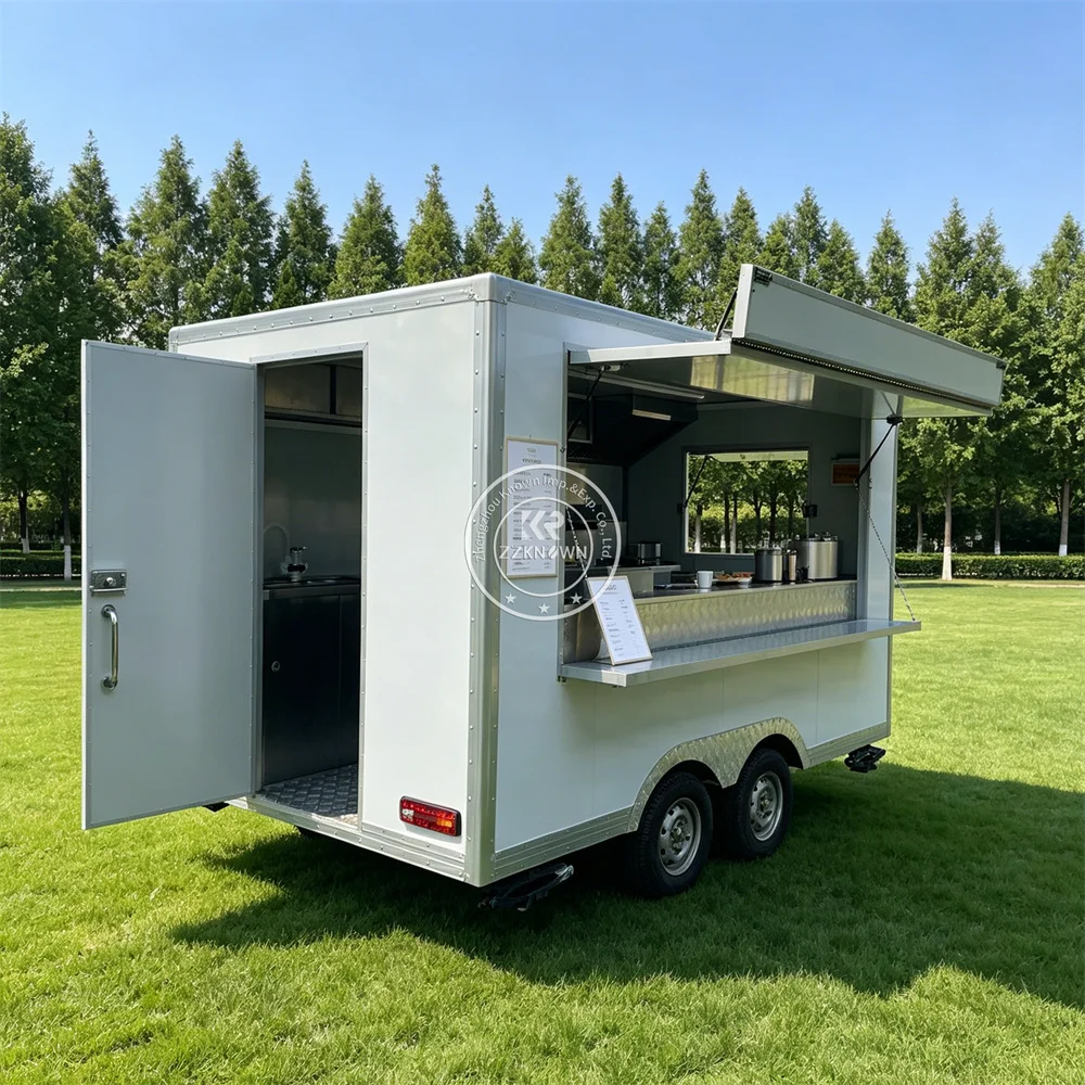 

Factory Direct Food Trailer Mobile Catering Trailer Street Snack Dessert Waffle Food Truck Ice Cream Cart With Full Kitchen