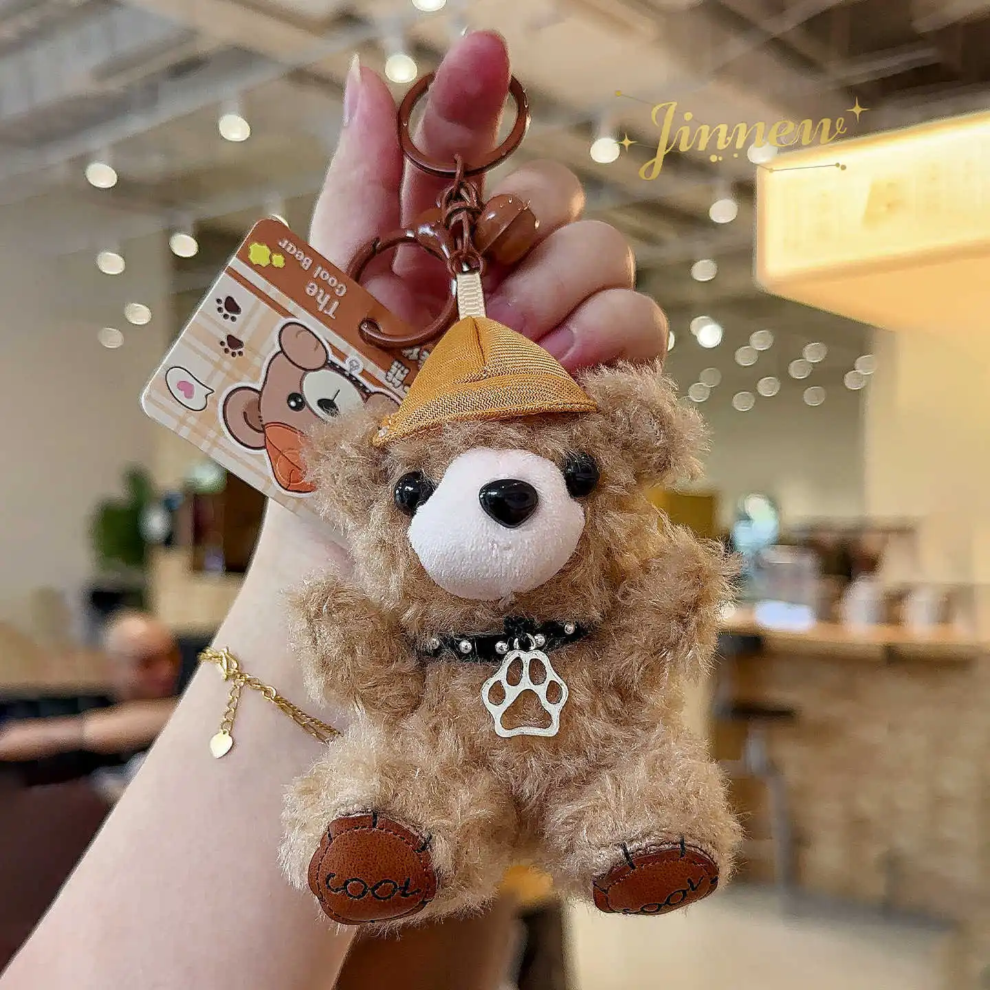 

Cute Bear with Hat Necklace Plush Keychain kawaii Fluffy Teddy Bag Charm Pendant for Girls Women Kids Gift Wholesale