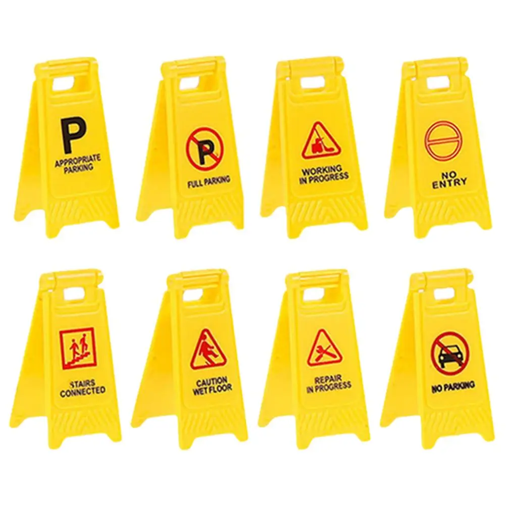 

8 Pcs Road Sign Children's Traffic Warning Mini Toys Miniature Plastic Roadblocks Street Signs