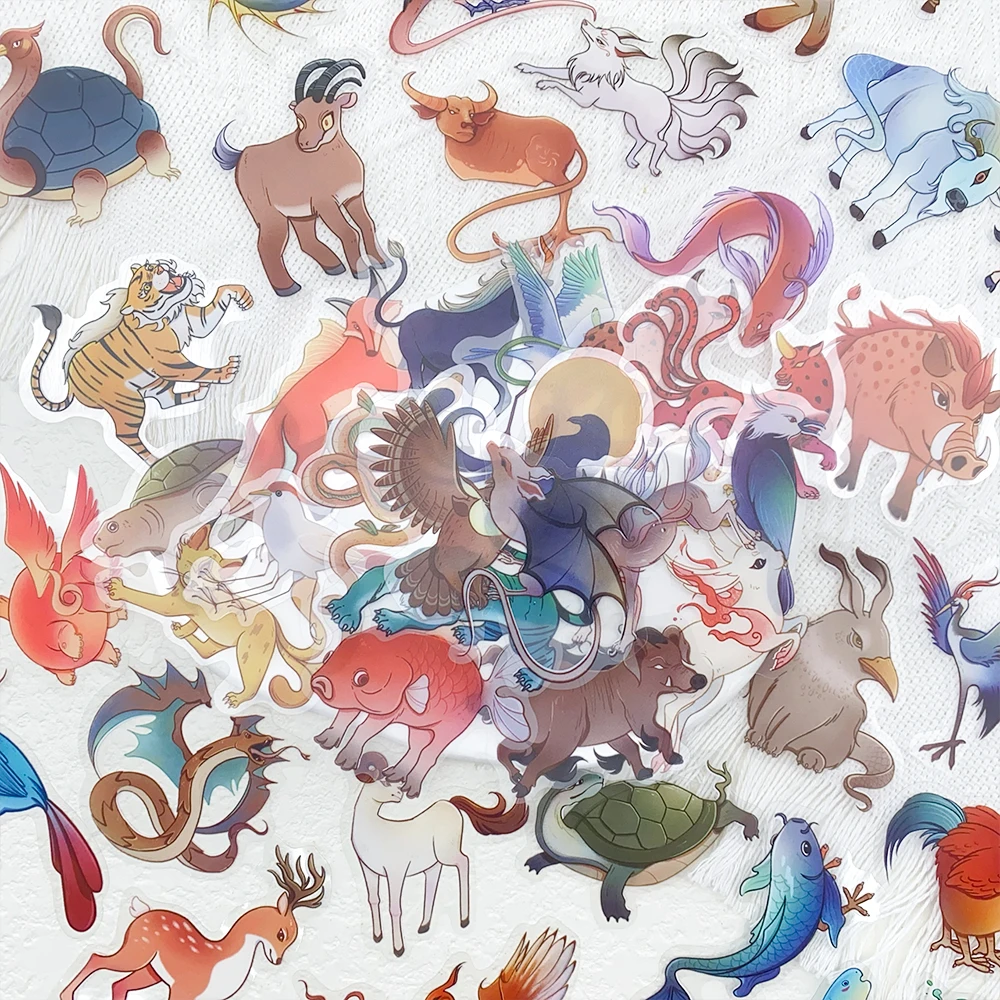 50pcs Classic Of Mountains And Rivers PET Stickers Decals For Phone Laptop Scrapbook Skateboard Guitar DIY Aesthetic Stickers